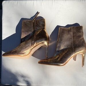 Zara Metallic Gold Heeled Boots